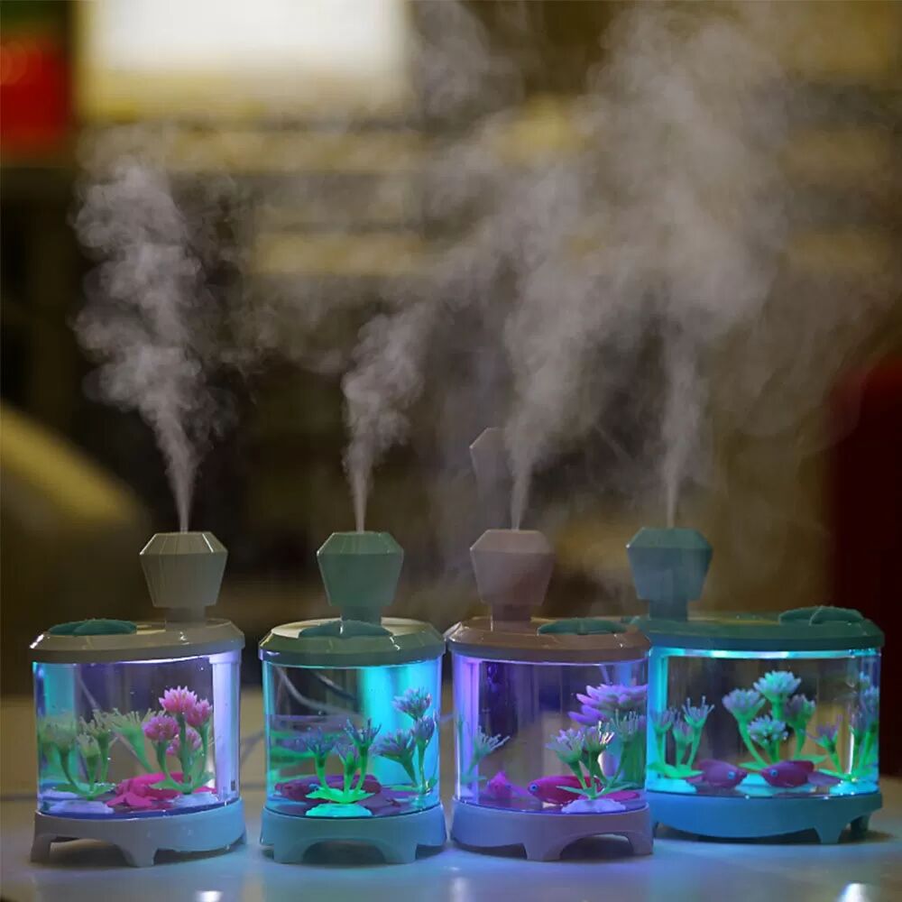 INF Aquarium Fisch Tank Nachtlicht Luftbefeuchter - USB-betriebener Luftreiniger mit bunten LEDs
