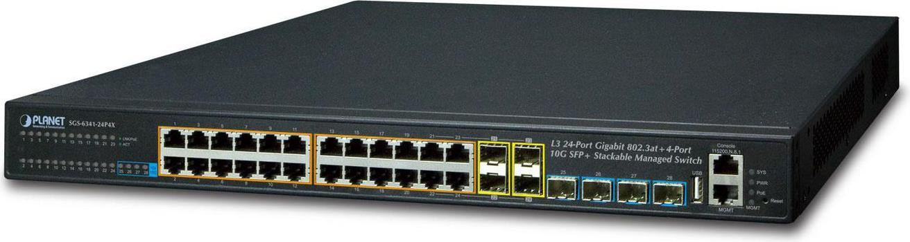 Planet SGS-6341-24P4X Switch - Laag 3 beheerd - 24 x 10/100/1000 (PoE+)