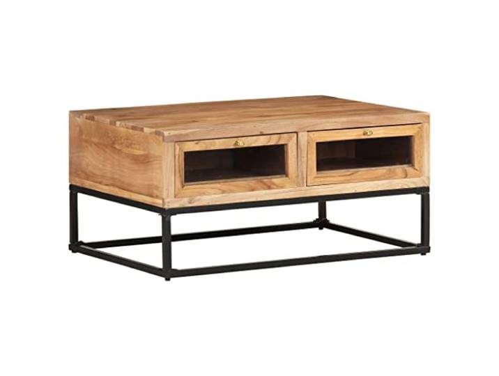 vidaXL Akazienholz Massiv Couchtisch mit 2 Schubladen Beistelltisch Wohnzimmertisch Kaffeetisch Sofatisch Teetisch Tisch 90x60x40cm