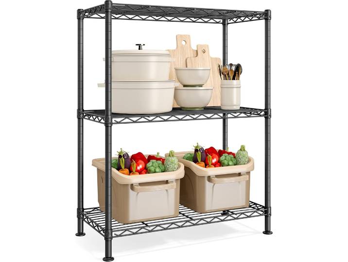 Lagerregal 3 Ablagen 60x30x77 cm Metall Schwarz