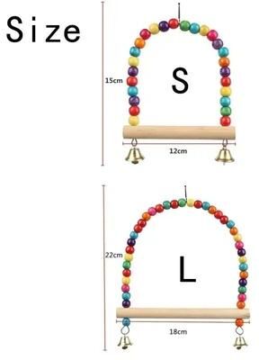 Uplifted Goods Wooden Bird Swing Toy For Parrots And Small Birds s
