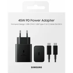 SAMSUNG Schnellladeadapter mit Datenkabel (USB Type-C, 45W Watt) schwarz