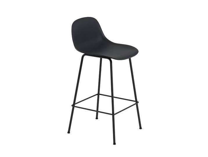 Muuto Chaise de bar Fiber Tube à dossier 65 cm noir