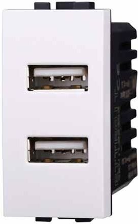 Ettroit Presa Caricatore Doppia Usb Type-A Compatibile Bticino Livinglight 5vdc 2.1a Colore Bianco