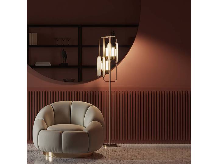 Lampadaire Marmo Ø 23cm Doré Pierre / Métal mixte G9
