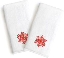 Authentic Hotel and Spa 2-piece Holiday Turkish Cotton Hand Towels with Red Snowflake Embroidery (Set of 2)
