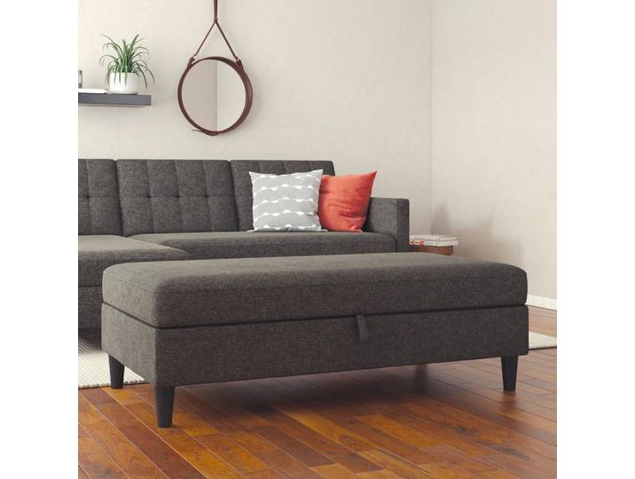 Livetastic Hocker Hannover, Anthrazit, Kunststoff, Uni, rechteckig, 130x43x69 cm, Stauraum, Wohnzimmer, Hocker, Sitzhocker