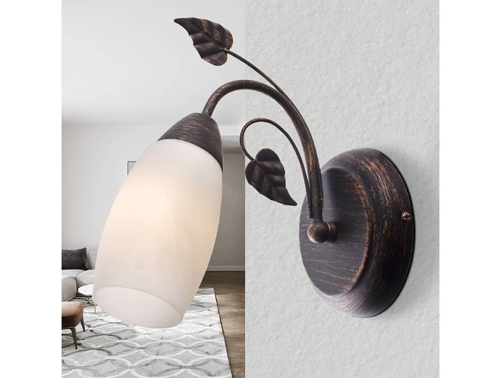Applique Ø 19cm Blanc/Gris Fer, laqué Verre coloré LED E14