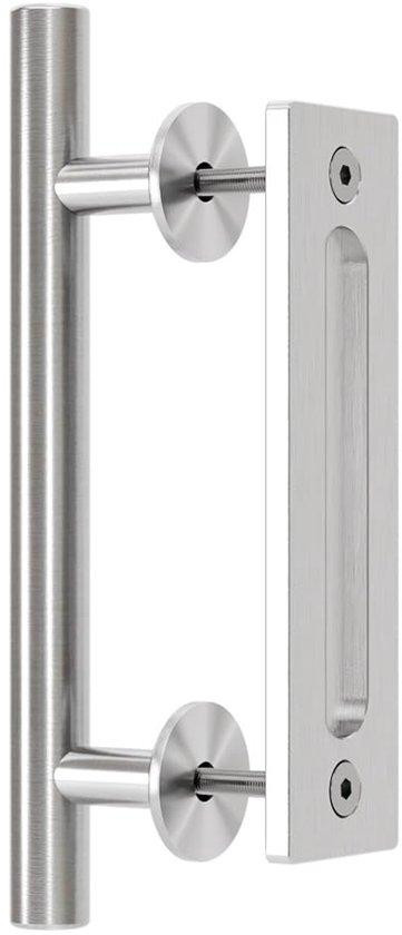 Rostvrijstalen schuifgreep in zilver met matte afwerking, 30 cm