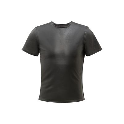 T-Shirt RICANO "Ledershirt T-SHIRT", Herren, Gr. S, schwarz, Obermaterial: 100% Lammnappaleder LANA., normal, Rundhals, Shirts T-Shirt, Handgefertigt aus echtem Leder
