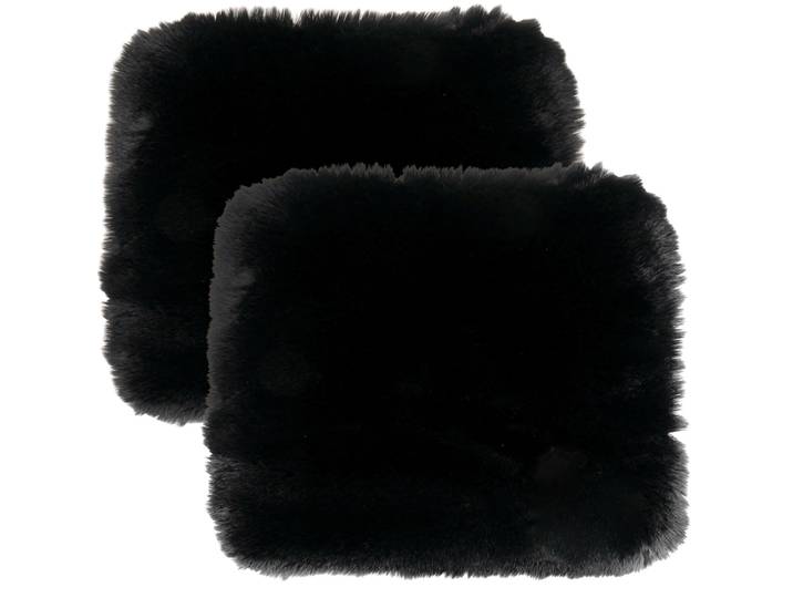 2er-Set Kuschelfell aus Kunstfell und Wildlederimitat, schwarz, 38 x 38 cm