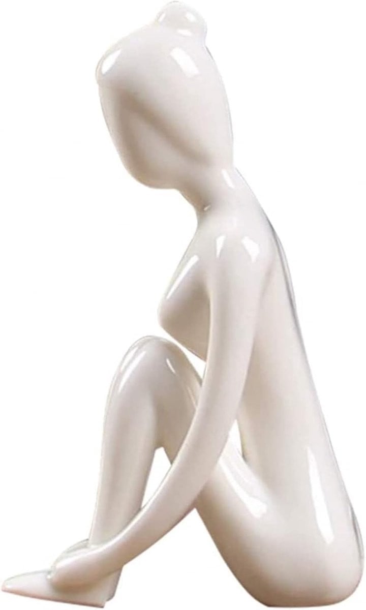 Handgemaakte witte keramische yoga beeldjes van porselein voor interieur decoratie, hoogte: 13,8 cm