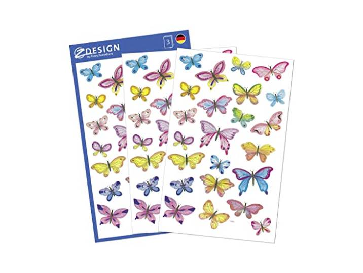 AVERY Zweckform 4390 - papieren stickers vlinders, decoratieve stickers, stickers, zelfklevend, DIY, scrapbooking, dagboek, fotoalbum, Bullet Journal accessoires, 69 stickers