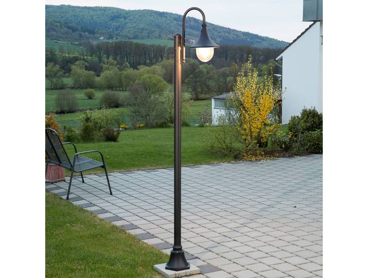 Lindby Außenleuchte Daphne, 220 cm, schwarz, E27, IP44 Daphne Lindby, dimmbar, schwarz, Aluminium, Modern