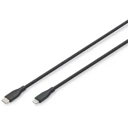 Digitus Lightning Silikon Anschlusskabel, USB-C - Lightning, 2m, schwarz