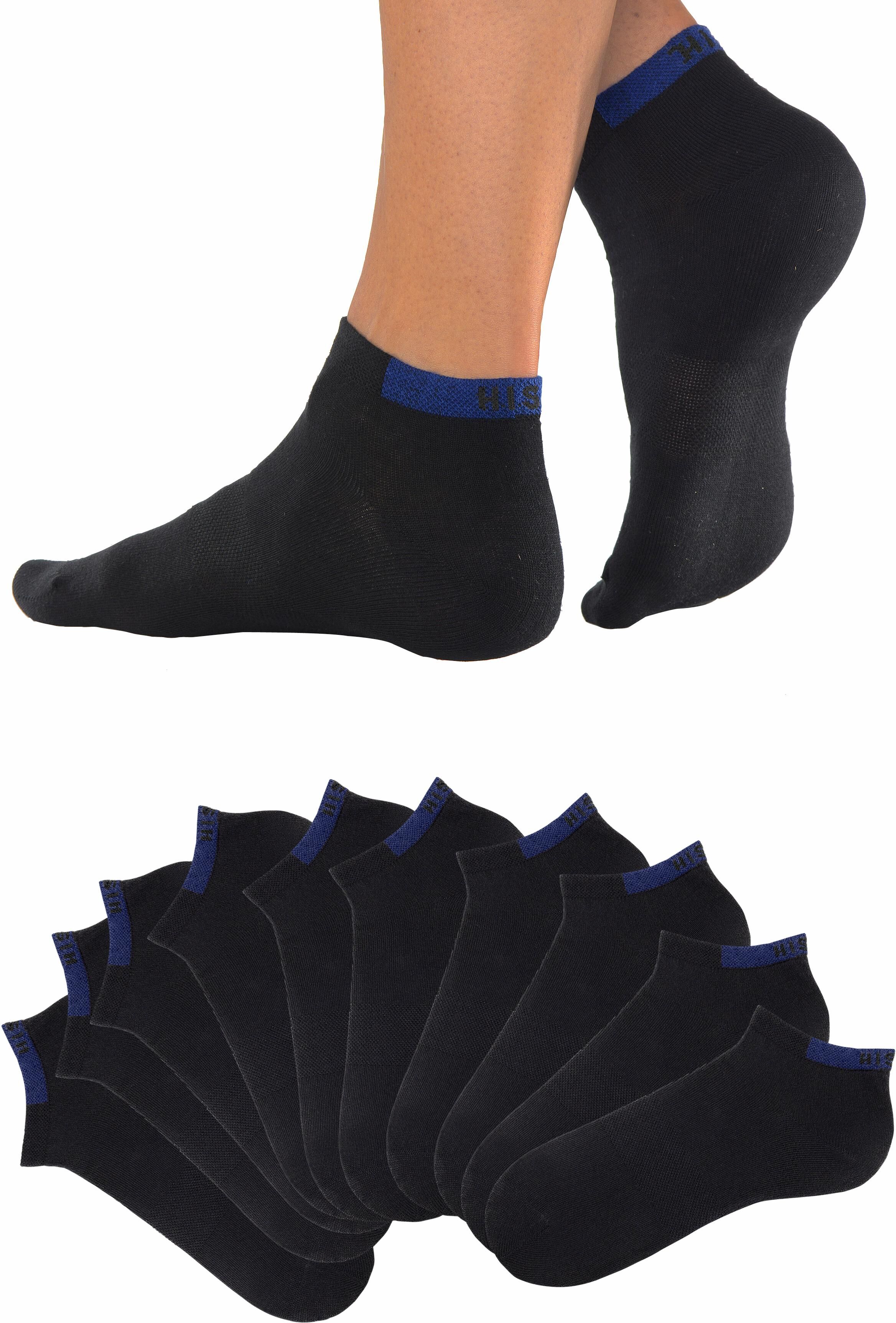 Sneakersocken H.I.S "Sneaker Socken Herren Damen, Kurzschaft Socken", Herren, Gr. 35-38, schwarz, Baumwolle, Elasthan, Polyamid, unifarben, elastisch, Socken Sneakersocken, mit verstärkten Belastungszonen schwarz 35-38
