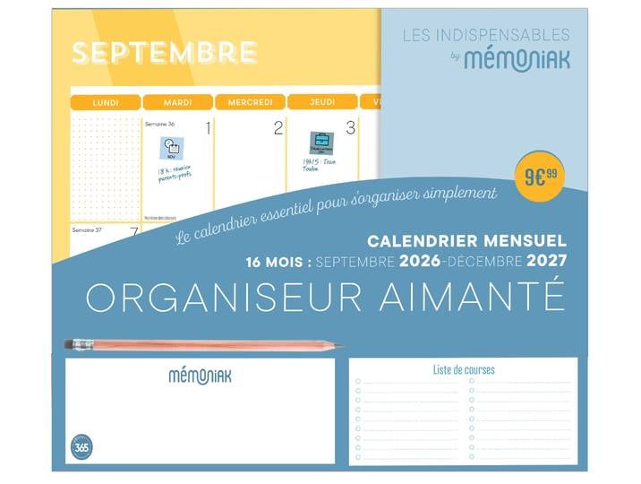 Organiseur aimanté - calendrier mensuel 16 mois : septembre 2026-décembre 2027 (Broché)