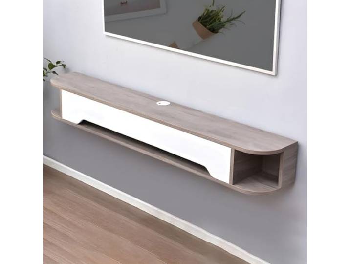 Schwimmender TV-Ständer, wandmontierter TV-Schrank, schwebende Regale Mit Tür unten for Schlafzimmer und Wohnzimmer hängend