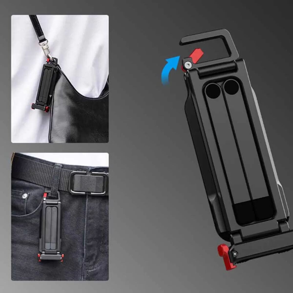 INF Support trépied magnétique en métal à dégagement rapide avec mousqueton, compatible avec DJI Action 5 Pro/4/3 - 3 axes,