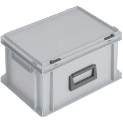 Lockweiler, Lagerbehälter, Kunststoffkoffer L400xB300xH233 mm PP 1 Griff Schiebeverschluss grau 20 l