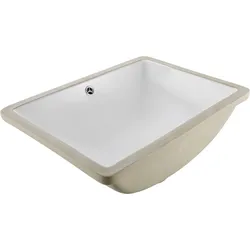 VEVOR Unterbauwaschbecken Handwaschbecken 515 x 385 mm rechteckiges Spülbecken aus Keramik mit Überlaufloch, moderne Unterbauspüle Küchenspüle für kleine Räume, Badezimmerwaschbecken Weiß