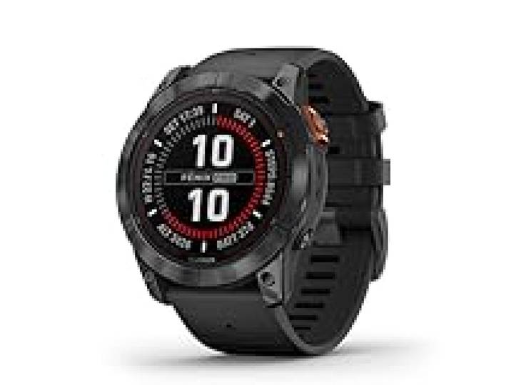 Garmin fēnix 7X Pro Solar, Montre GPS Multisports, Gris/Noir, Boîtier 51mm Verre solaire Power Glass robuste, autonomie jusqu'à 37 jours, lampe LED, résistance à l'eau 10 ATM, fonctions sport & santé
