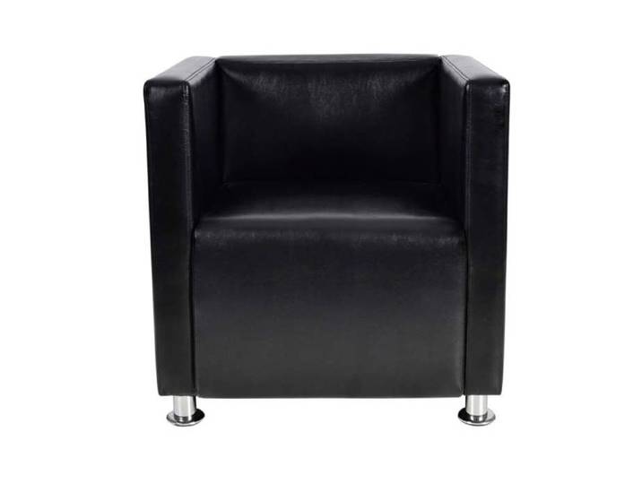 Fauteuil cube noir similicuir - L71 x P54 x H69 cm Rectangulaire 1place 8702615