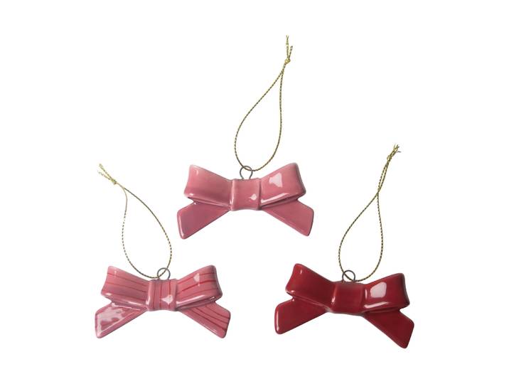 Pluto Design Décorations suspendues 3 pièces Bow Rouge-rose