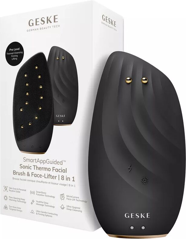 GESKE - Sonic Thermo Facial Brush & Face Lifter   8 in 1, 1 Stück, Schwarz matt