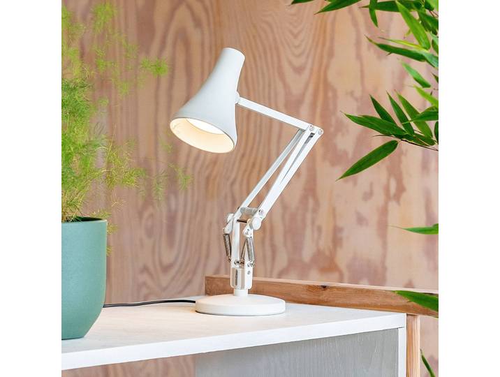 Anglepoise Tischleuchtelampe 90 Mini Mini, dimmbar, weiß / opal, für Arbeitszimmer / Büro, Aluminium, Industrielles Design