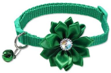 Uplift Essentials Floral Blossom Bowknot Pet Collar With Safety Bell green
