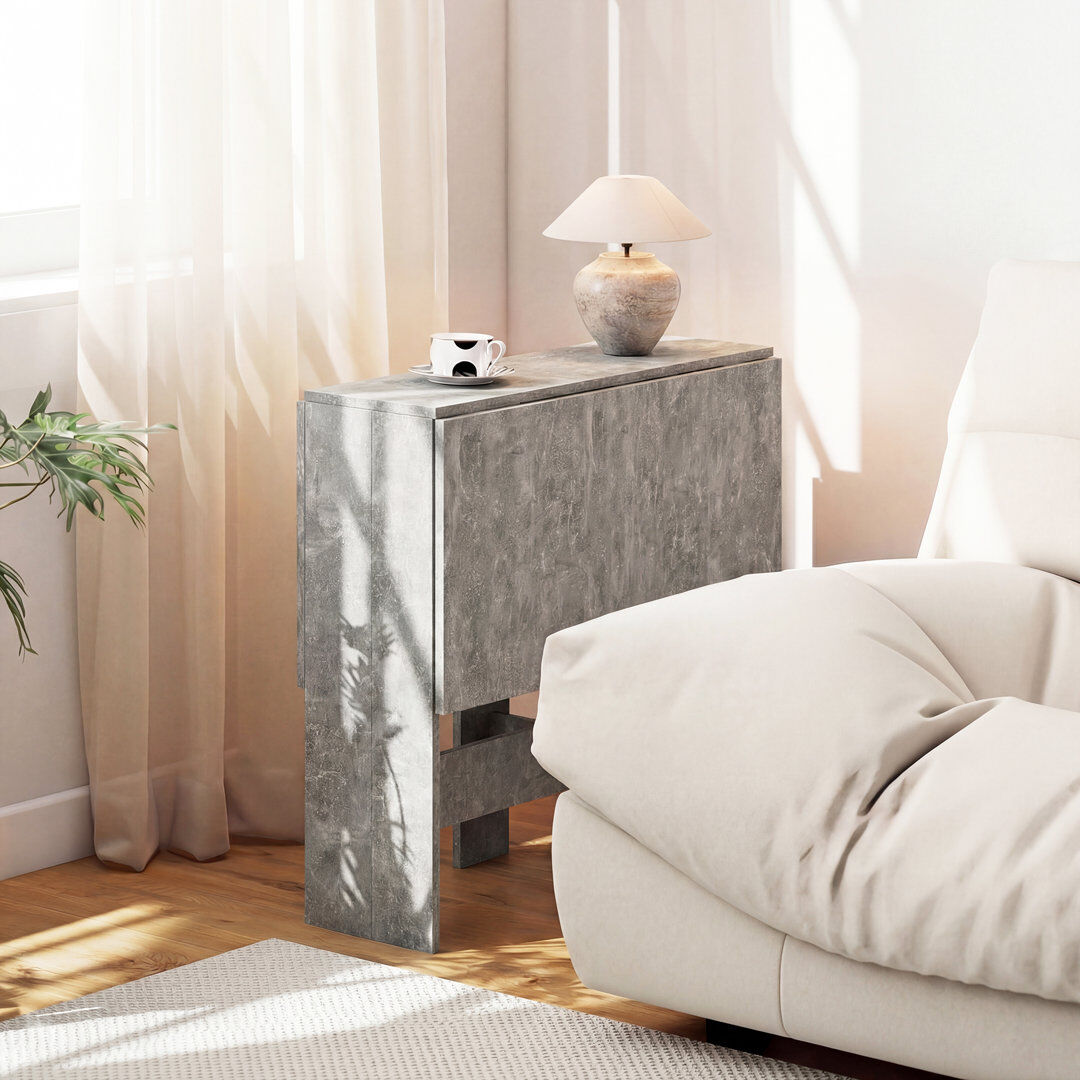 17 Stories HOMCOM Wooden Folding Table Writing Desk for 4-6 Drop Leaf Grey/Grey