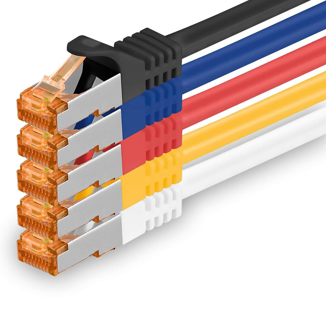 1aTTack.de CAT7 LAN-patchkabel RJ45 10 Gb/s, 5x 1 meter, 5 kleuren, model 03