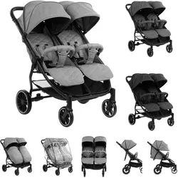 Kikkaboo, Kinderwagen, Zwillingskinderwagen Happy 2 (0 Monate - 3 Jahre)