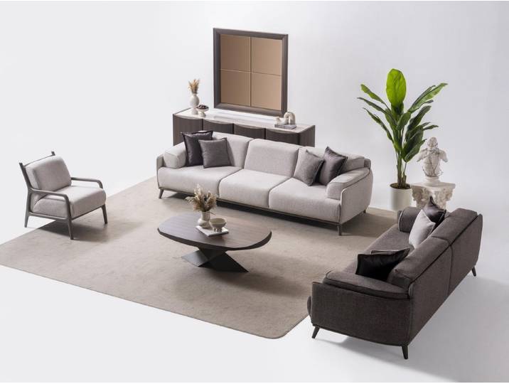 Xlmoebel Polstergarnitur Braunes Holzwohnzimmer Set von XLMOEBEL mit Sofa und Sideboard, (Polstergarnitur, 1-tlg., Braunes Holzwohnzimmer-Set mit Sofa & Sideboard), Made in Europa