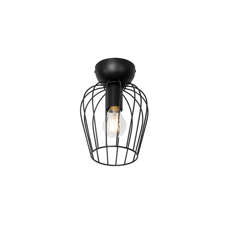 QAZQA Palica Moderne Plafondlamp Zwart - Ø 18,5 cm