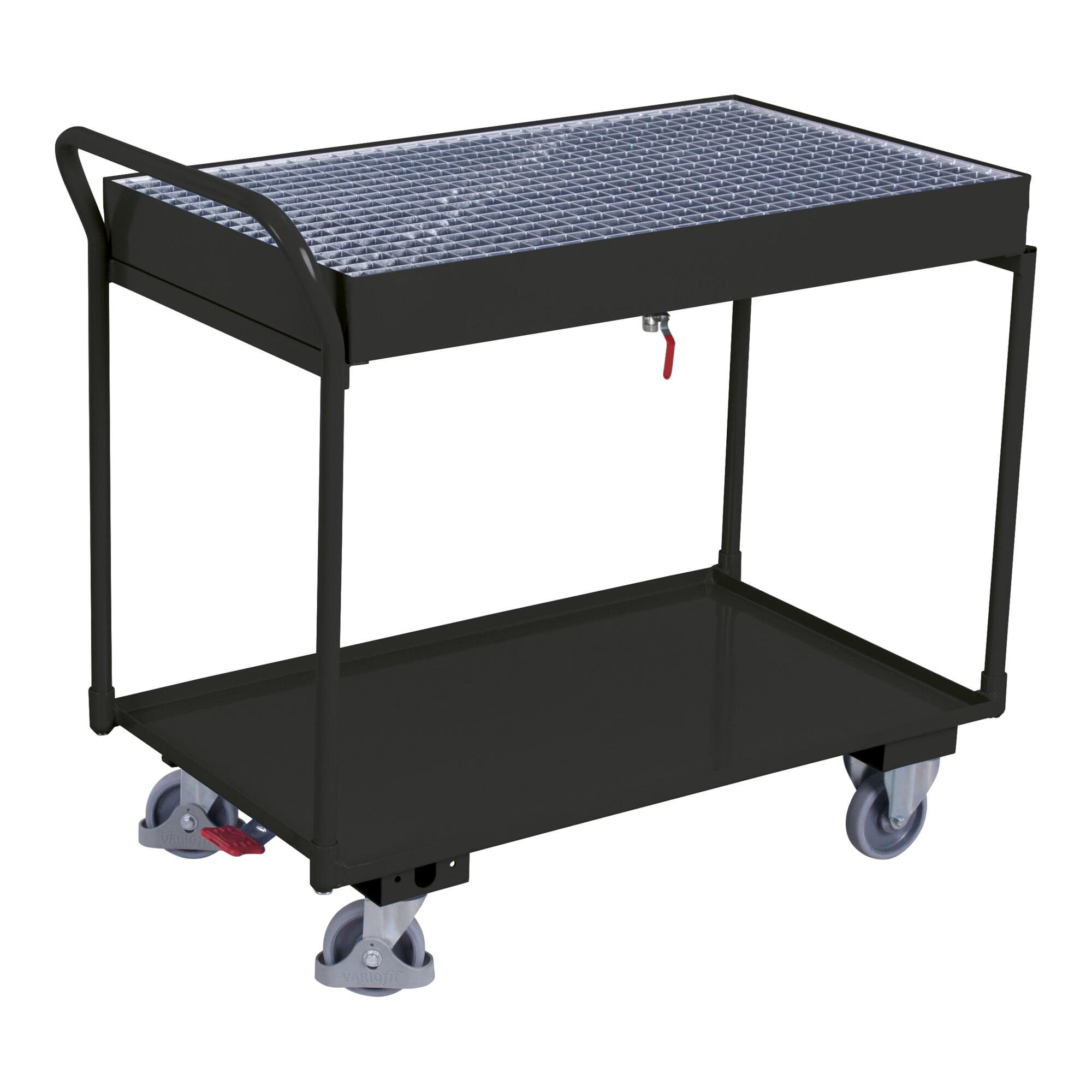 VARIOfit Tischwagen mit 2 Ladeflächen und Gitterrost RAL 7016 (sw-600.505/AG)