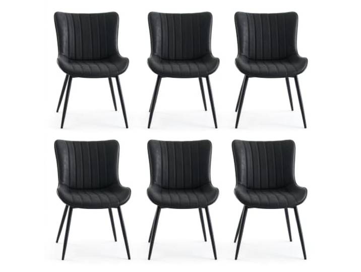 GarveeHome 6er-Set Moderne Esszimmerstühle Aus PU-Leder Trägt Bis Zu 136kg Schwarz