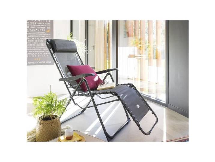 2 Fauteuils de jardin relax SILOS Gris anthracite - Hespéride