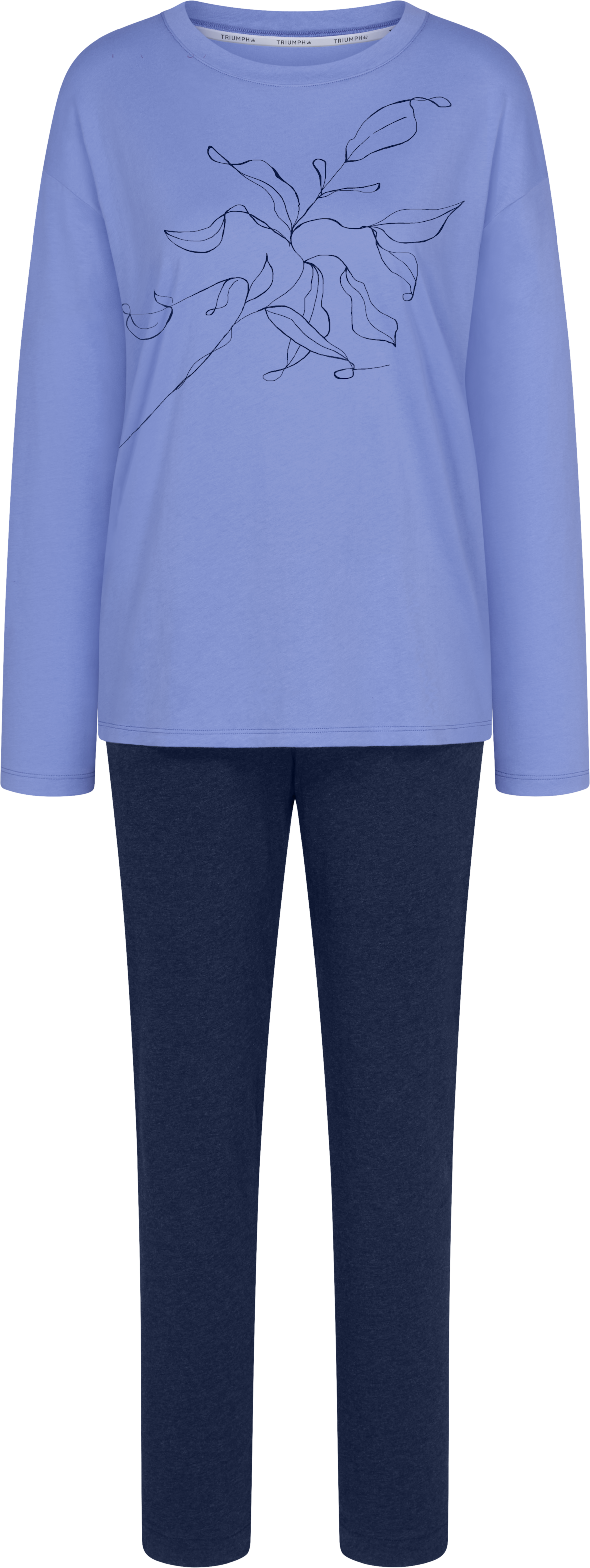 Schlafanzug TRIUMPH "Sets Good PK LSL 08", Damen, Gr. 36, blau (blau, light combination), Jersey, Obermaterial: 100% Baumwolle, Homewear-Sets Schlafanzug, weich und atmungsaktiv blau, light combination 36