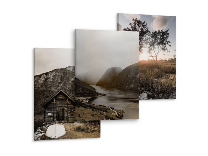 LEINWANDBILDER 3-er Set Landschaften 3D