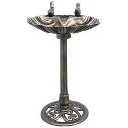 DELUKE Vogeltränke PETA muschelförmig Kunststoff Bronzefarbend 80x34x50cm Dekoration Garten Terrasse