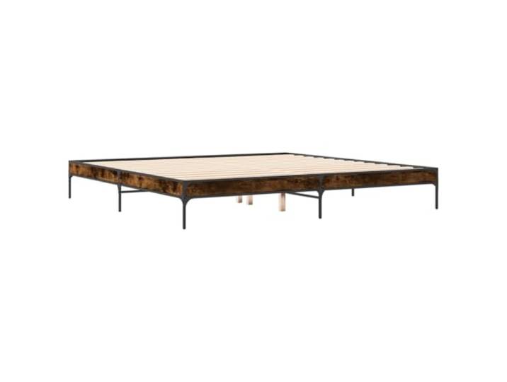 KTHLBRH Bettgestell Eiche Rauch 200 x 200 cm, mehrschichtiges Holz und Stabile Metallbeine, Sperrholzlatten im Lieferumfang enthalten, Matratze nicht im Lieferumfang enthalten