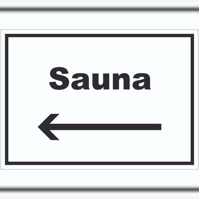 HB-Druck Sauna Aufkleber mit Text und Richtungspfeil links Erholung Entspannung waagerecht A2 (420x594mm)