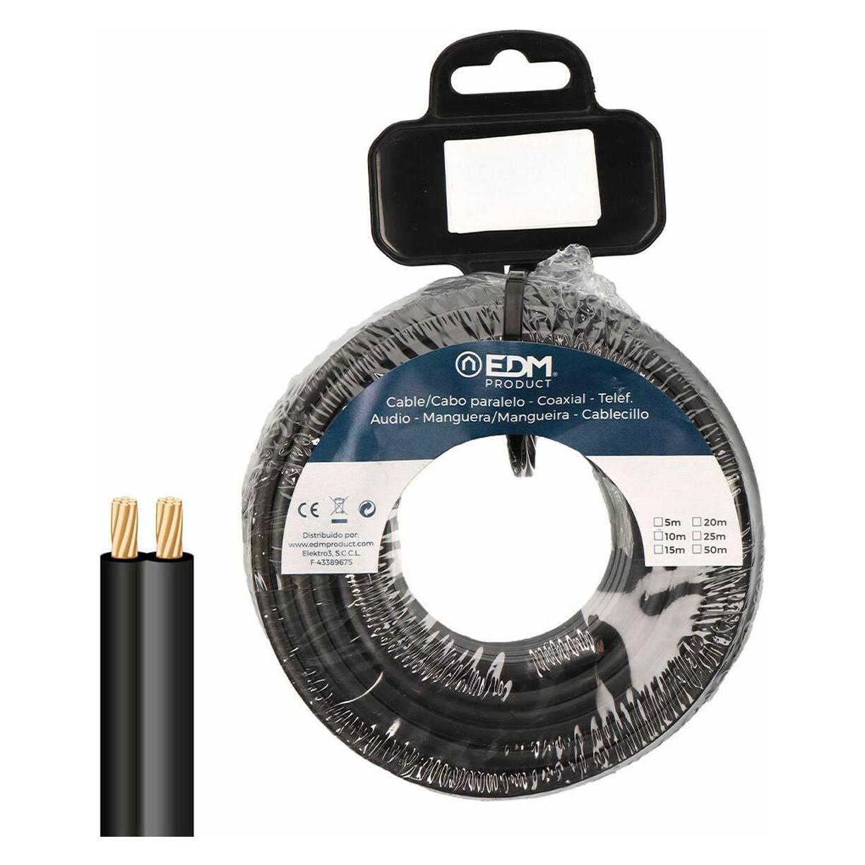 EDM Parallel cable 2x0.75mm² black 15m. (15 m) (49437423)