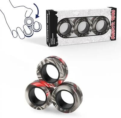 Modern Mode Marketplace Magnetic Fidget Rings Set Stress Relief Spinner Rings black