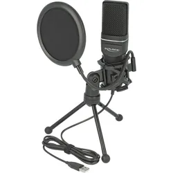 DELOCK 66331 - Kondensator Mikrofon mit Pop Filter, Tischständer und Mikrofonsp