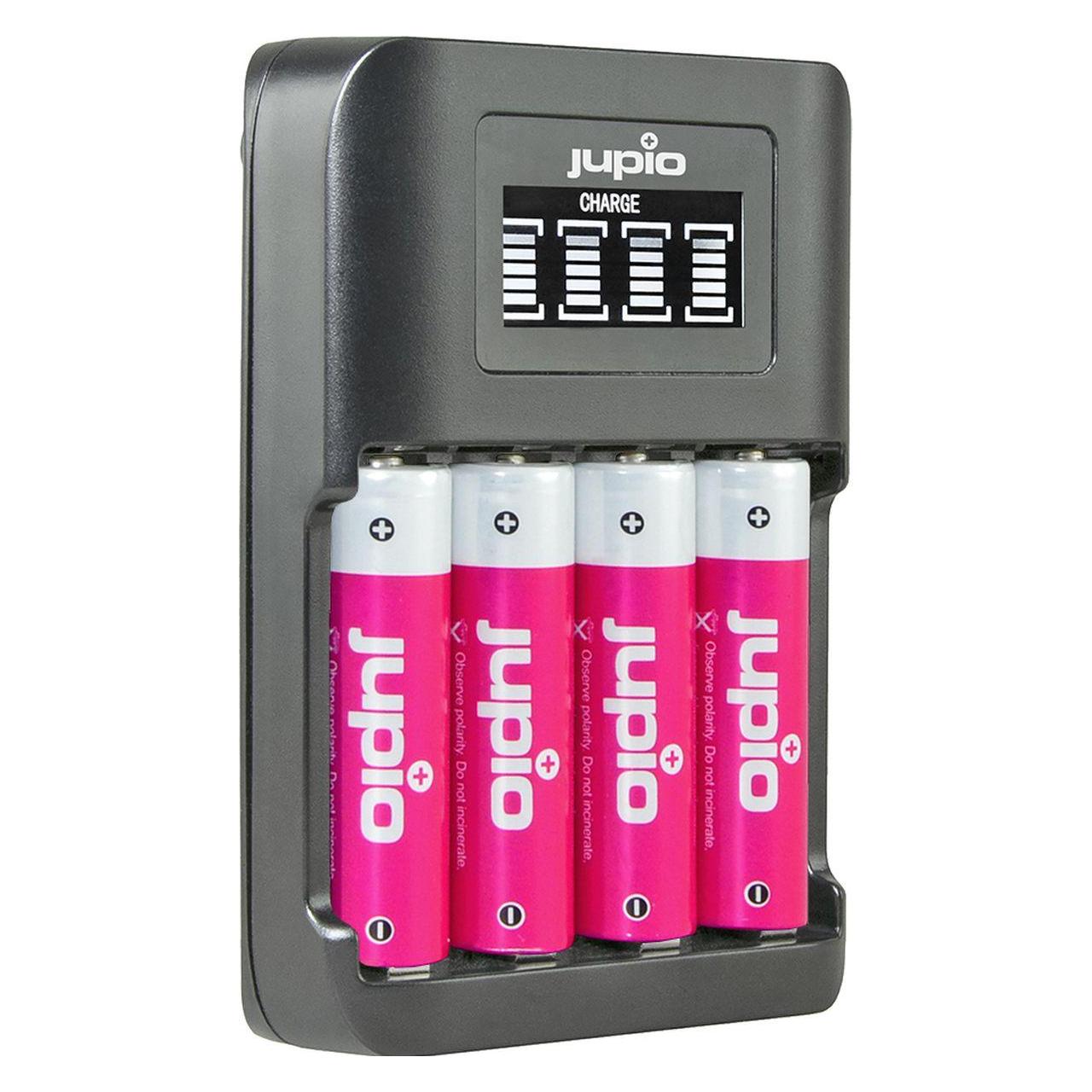 Jupio USB 4-SLOTS Ultra Fast Battery Charger LCD (JBC0140) (Ladegerät ohne Akku) (JBC0140)