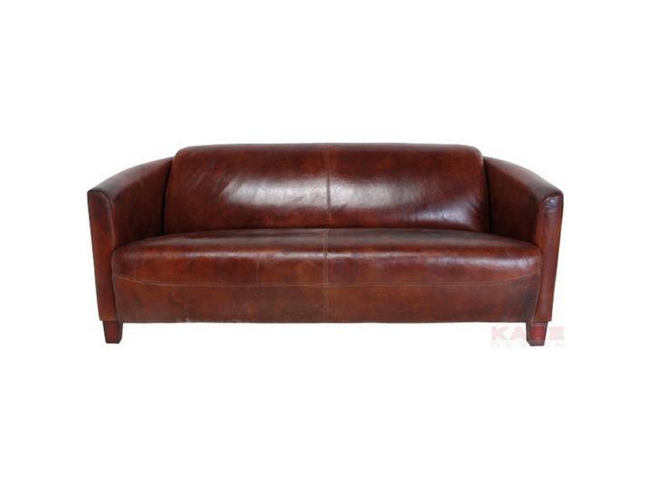 Kare-Design 3-Sitzer-Sofa, Braun, Holz, Echtleder, Rindleder, Kautschukholz, Vintage, 176x70x83 cm, Wohnzimmer, Sofas & Couches, Sofas, Ledersofas