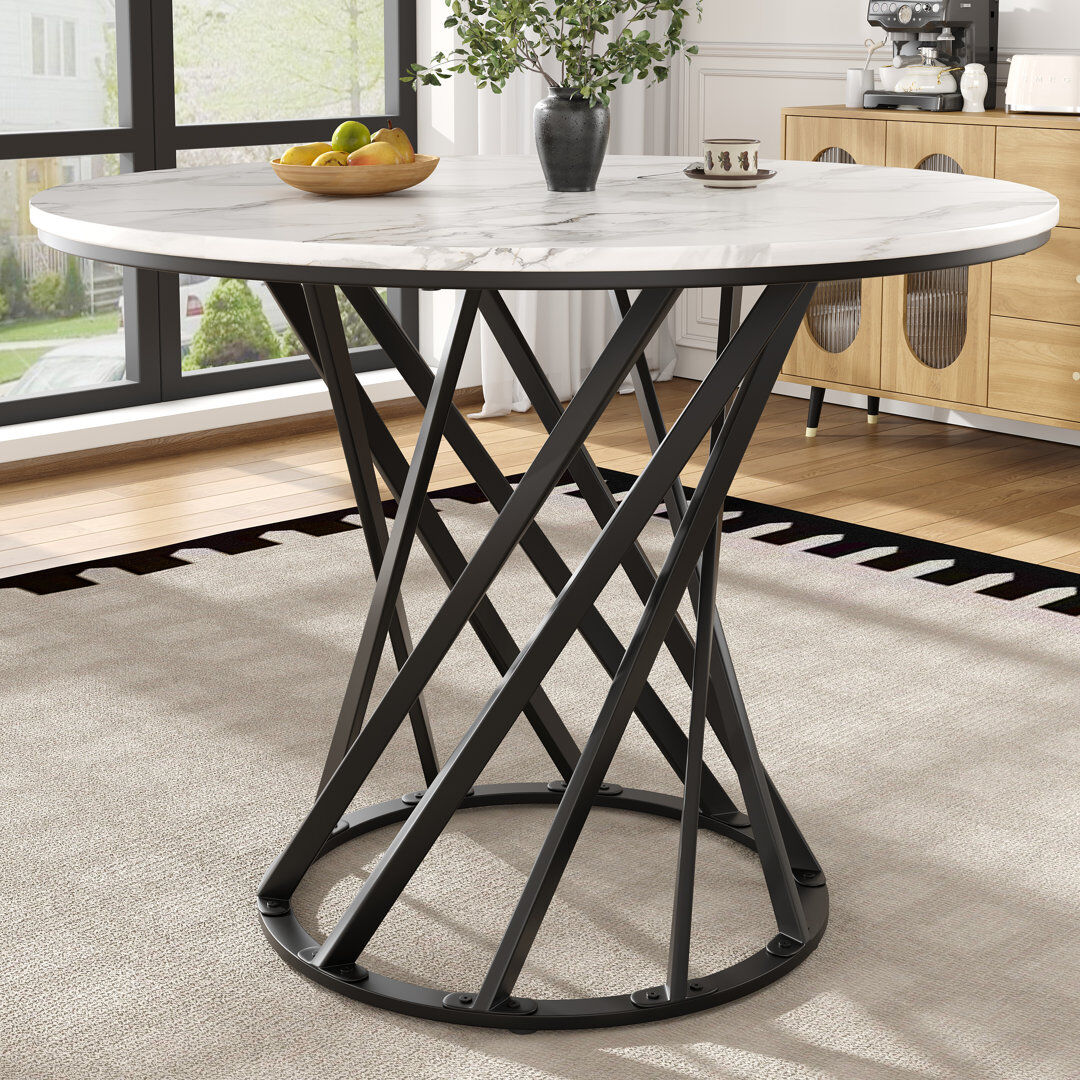 Norden Home Round with Iron Base Dining Table Black